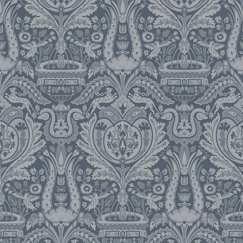 Laura Ashley Heraldic Damask Dusky Seaspray Wallpaper 113409