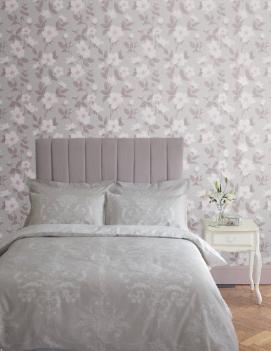 Laura Ashley Fleurir Sugared Violet Wallpaper 114918