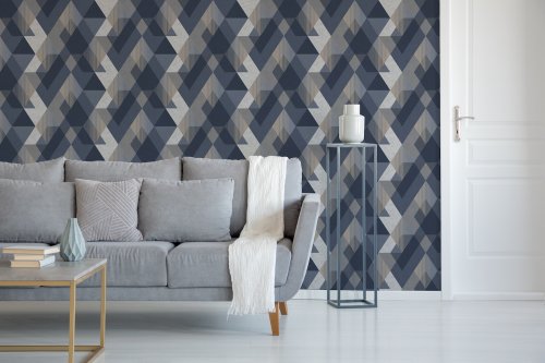 Graham & Brown Decadence Diamond Navy Wallpaper Room