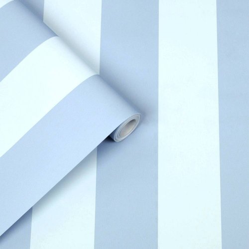 Laura Ashley Lille Matt Stripe Blue Sky Wallpaper 115252