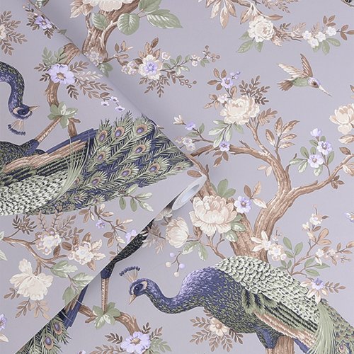 Laura Ashley Belverdere Pale Iris Wallpaper 115253