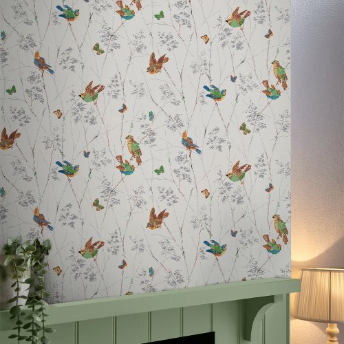 Laura Ashley Aviary Natural Wallpaper 115260