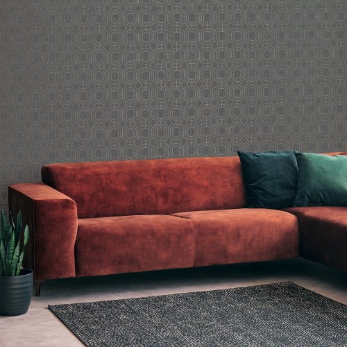 Superfresco Easy Luxe Geo Charcoal Wallpaper 115932