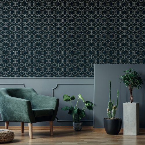 Superfresco Easy Luxe Geo Charcoal Wallpaper 115932