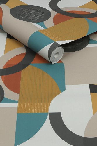 Next Retro Shapes Geo Orange Wallpaper 118281