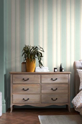 Next Country Stripe Duck Egg Wallpaper 118291