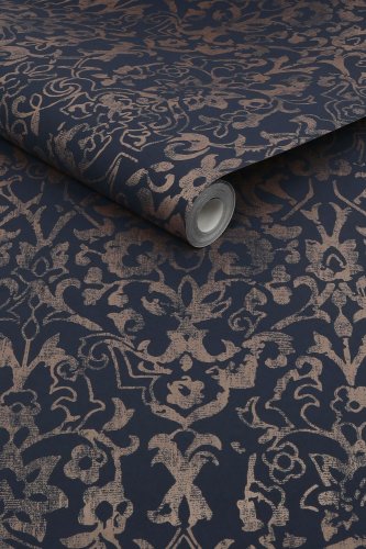 Next Majestic Damask Navy Wallpaper 118294