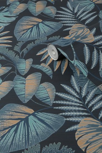 Next Jungle Leaves Navy Wallpaper 118298