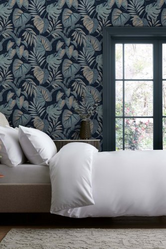 Next Jungle Leaves Navy Wallpaper 118298
