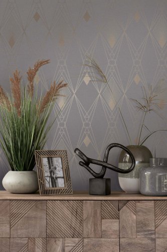 Next Deco Geometric Grey Wallpaper 118314