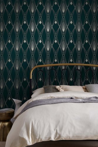 Next Deco Geometric Teal Wallpaper 118315