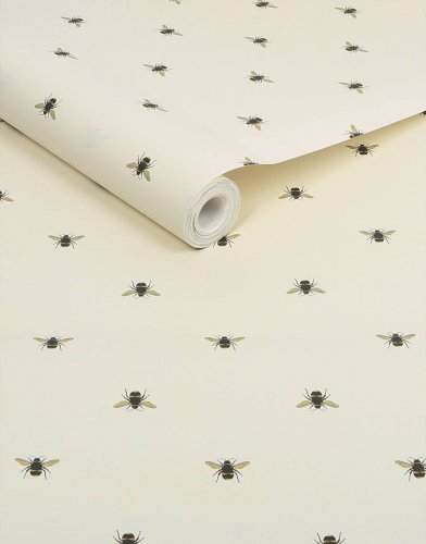 Joules Botanical Bee Crème Wallpaper Roll