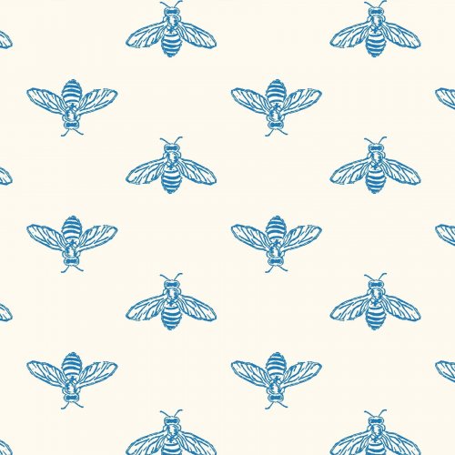 Joules Block Print Bee Blue Haze Wallpaper