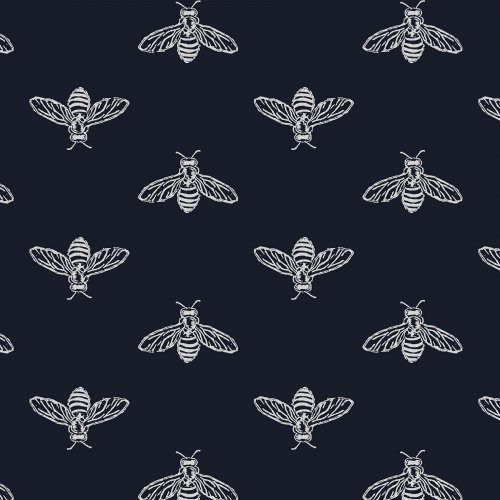 Joules Block Print Bee French Navy Wallpaper