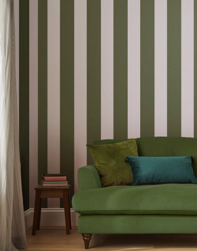 Joules Harborough Stripe Olive Green Wallpaper Room