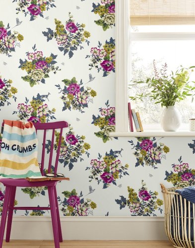 Joules Floral Créme Wallpaper Room