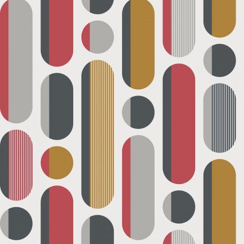 Envy Morse Red, Grey & Mustard Wallpaper 118719