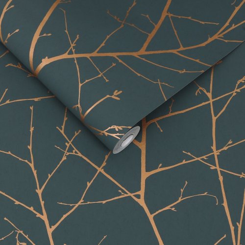 Graham & Brown Boreas Teal & Copper Wallpaper 119798