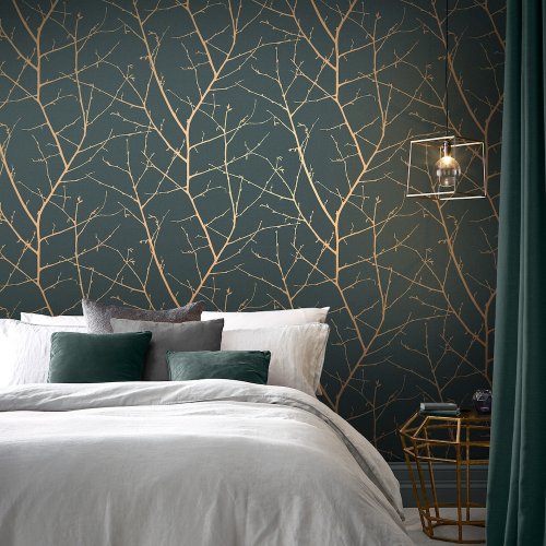 Graham & Brown Boreas Teal & Copper Wallpaper 119798