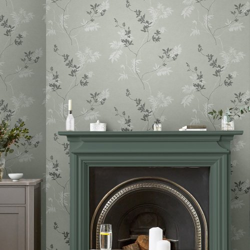 Laura Ashley Mari Mineral Green Wallpaper Room