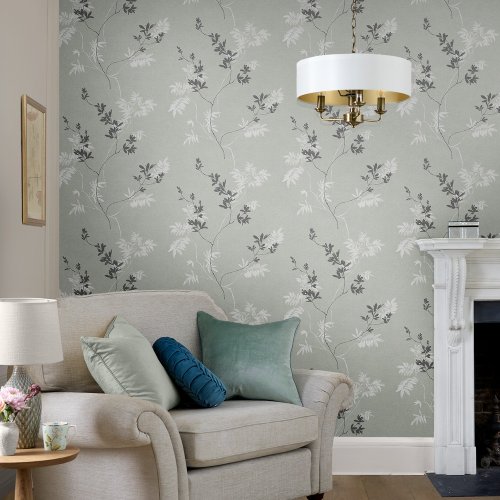 Laura Ashley Mari Mineral Green Wallpaper Room