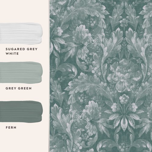 Laura Ashley Apolline Jade Green Wallpaper Matching Paint