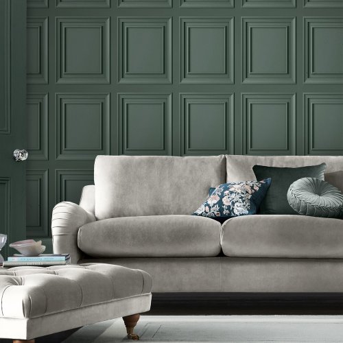 Laura Ashley Redbrook Wood Panel Fern Green Wallpaper Room