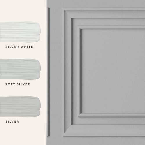 Laura Ashley Redbrook Wood Panel Silver Wallpaper Matching Paint