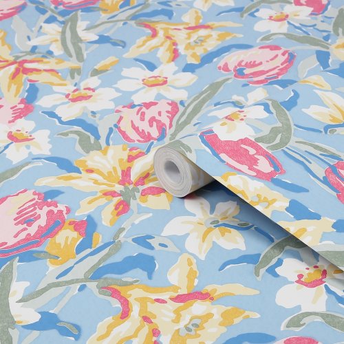 Laura Ashley Tulips China Blue Wallpaper Roll