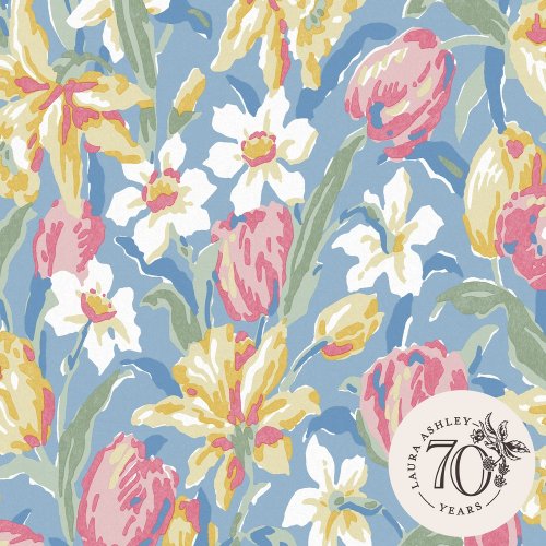 Laura Ashley Tulips China Blue Wallpaper