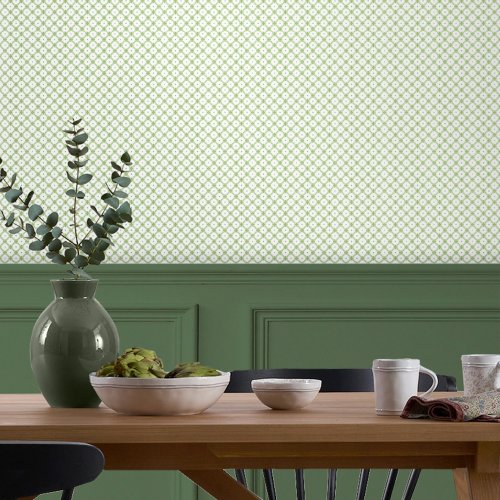 Laura Ashley Wickerwork Leaf Green Wallpaper Room