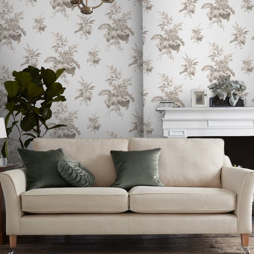 Laura Ashley Narberth Dove Grey Wallpaper Room