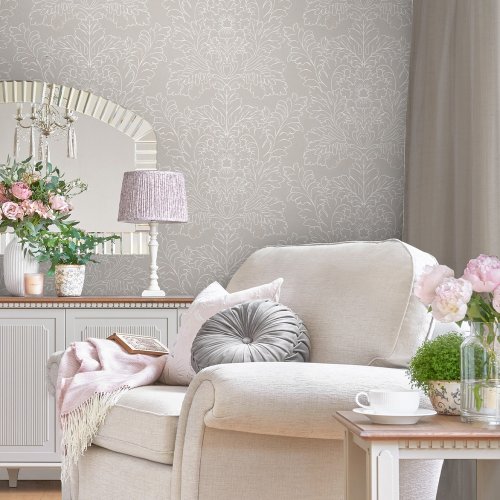 Laura Ashley Silchester Dove Grey Wallpaper Room