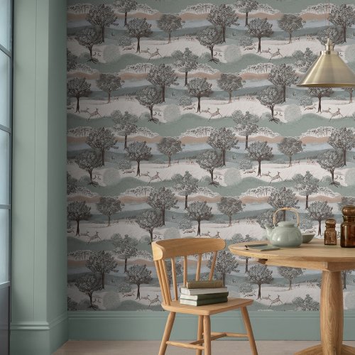 Laura Ashley Hartingdon Jade green Wallpaper Room