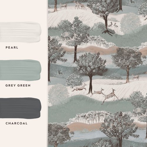 Laura Ashley Hartingdon Jade green Wallpaper Matching Paint