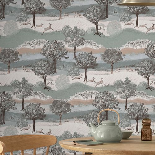 Laura Ashley Hartingdon Jade green Wallpaper Room