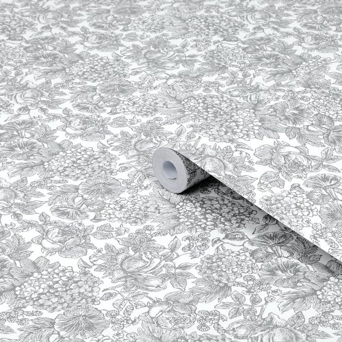 Laura Ashley Louise Slate Grey Wallpaper Roll