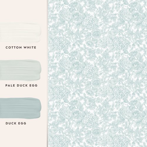 Laura Ashley Louise Duck Egg Blue Wallpaper Matching Paint