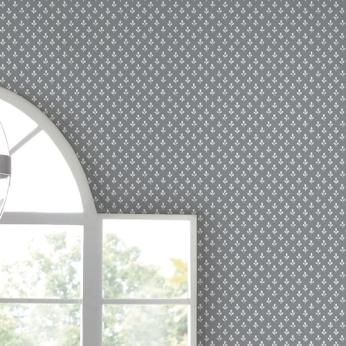 Laura Ashley Trefoil Slate Grey Wallpaper Room