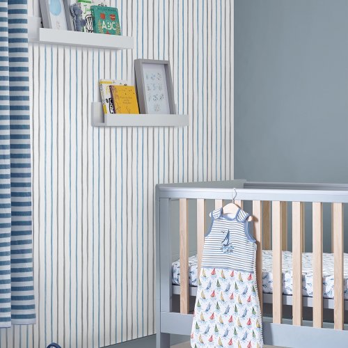 Laura Ashley Painterly Stripe Blue Wallpaper Room