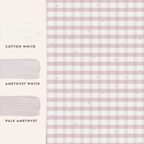 Laura Ashley Gingham Pale Amethyst Wallpaper Matching Paint