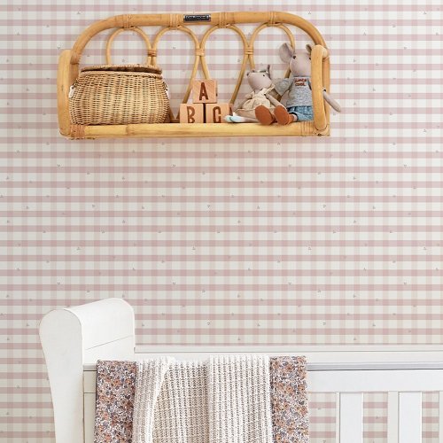 Laura Ashley Gingham Pale Amethyst Wallpaper Room