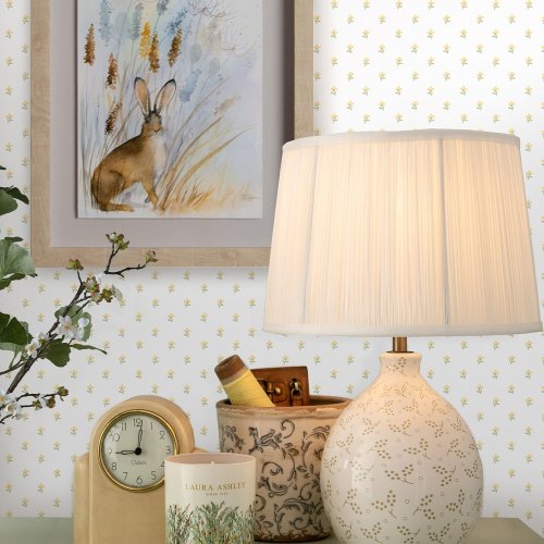 Laura Ashley Wood Violet Ochre Yellow Wallpaper Room