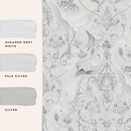 Laura Ashley Tregaron Silver Wallpaper Matching Paints