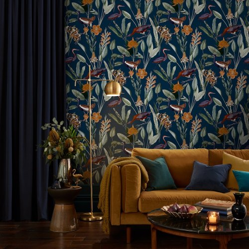 Graham & Brown Glasshouse Navy Wallpaper Room