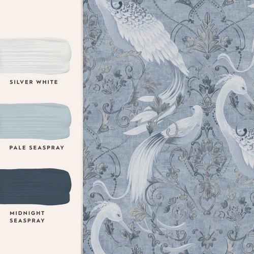 Laura Ashley Tregaron Midnight Blue Wallpaper Matching Paint