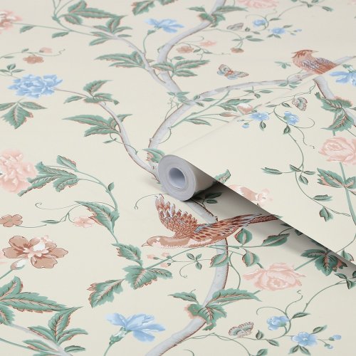 Laura Ashley Summer Palace Sage & Apricot Wallpaper Roll