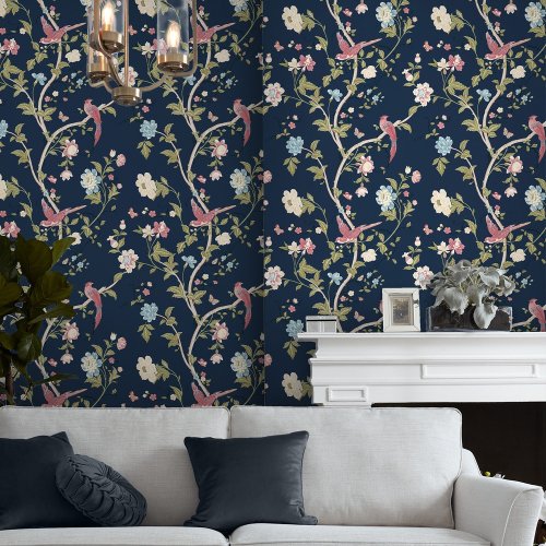 Laura Ashley Summer Palace Midnight Blue Wallpaper Room