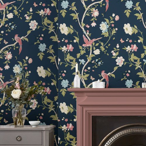 Laura Ashley Summer Palace Midnight Blue Wallpaper Room