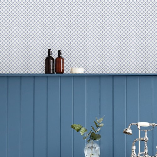 Laura Ashley Wickerwork Dark Seaspray Blue Wallpaper Room